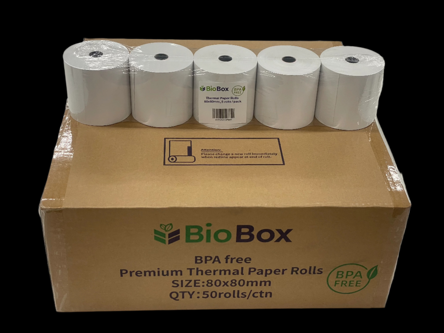 BioBox (BPA Free) 80x80mm Thermal Paper Rolls (50 Rolls)