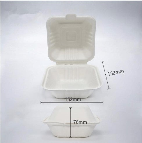 BioBox Sugarcane 6" Hamburger Box 450ml (400pcs)