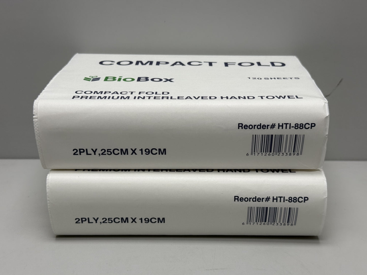 BioBox - COMPACT 2ply Premium Interleaved Hand Towel -25cm X 19cm (2,400sheets/Ctn)