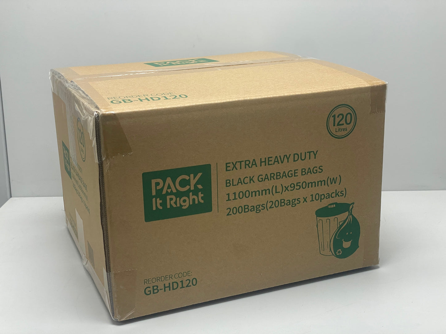 120L - HDPE - Extra Heavy Duty - Black Garbage Bags (200pcs)