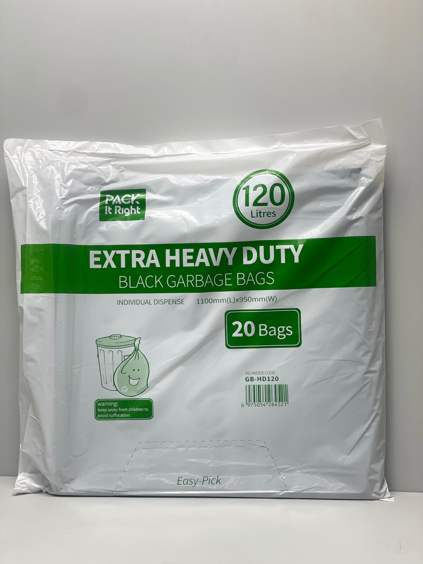 120L - HDPE - Extra Heavy Duty - Black Garbage Bags (200pcs)
