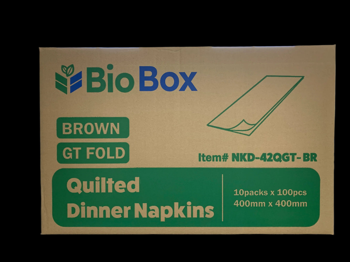 (BioBox) Quilted Dinner Napkins GT Fold (1000pcs) 400x400mm - Brwon