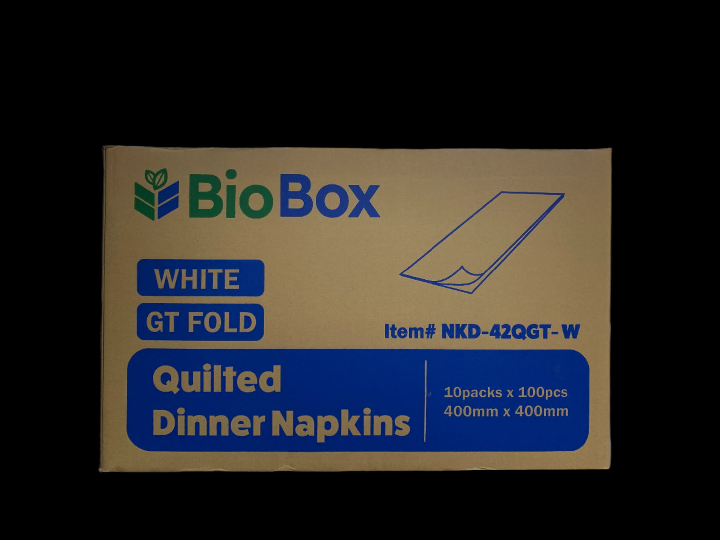 (BioBox) Quilted Dinner Napkins GT Fold (1000pcs) 400x400mm - White