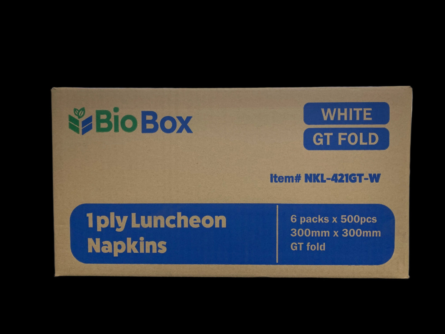 (BioBox) 1 Ply Luncheon Napkins GT Fold (3000pcs) 300x300mm - White