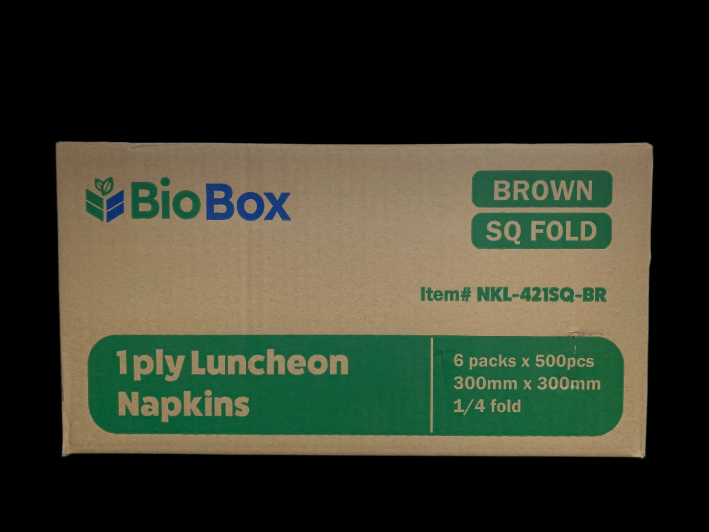 (BioBox) 1 Ply Luncheon Napkins SQ Fold (3000pcs) 300x300mm - Brown