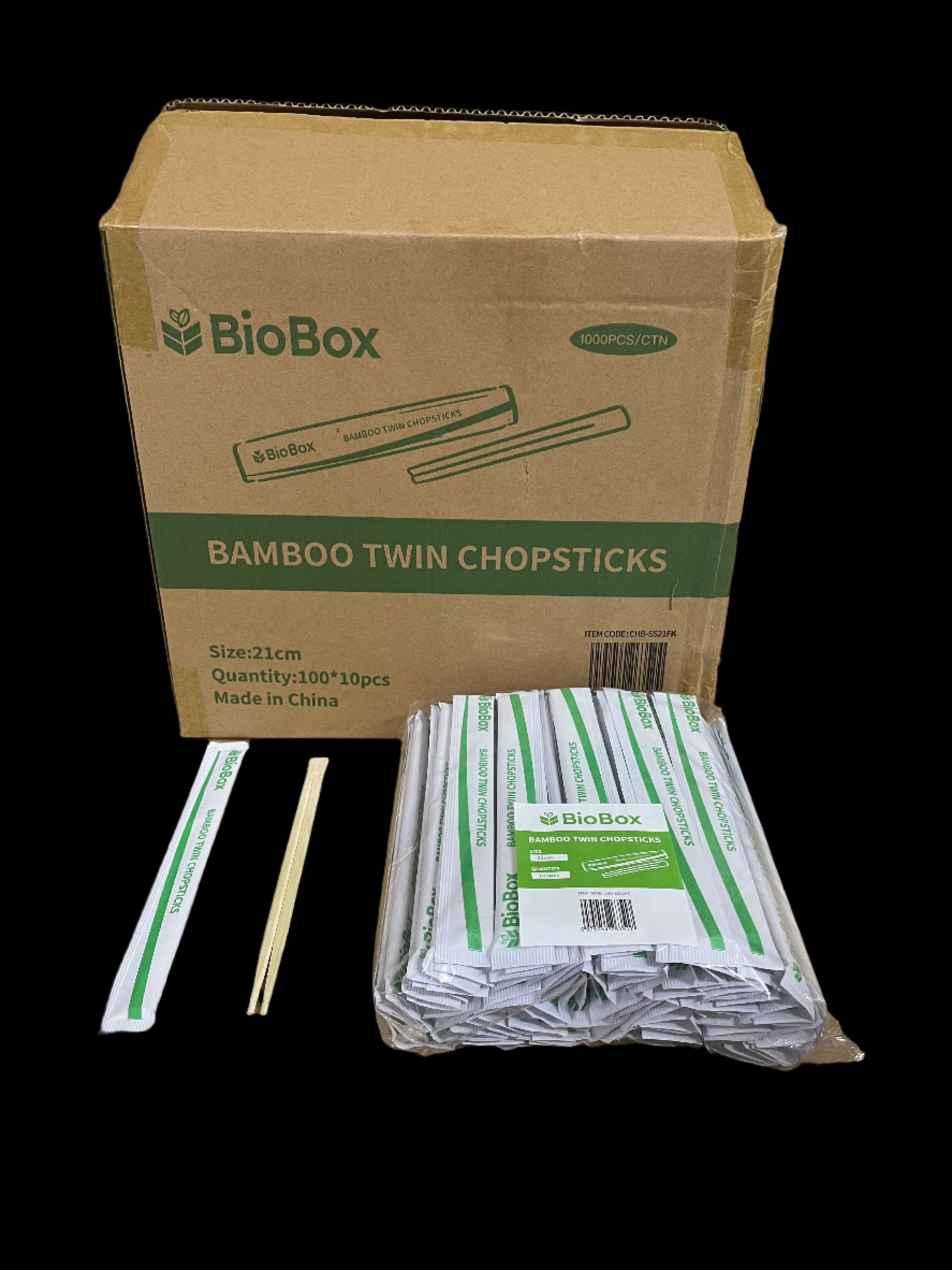 210mm Bamboo Twin Chopsticks Full Wrapped (1000pc/ctn)