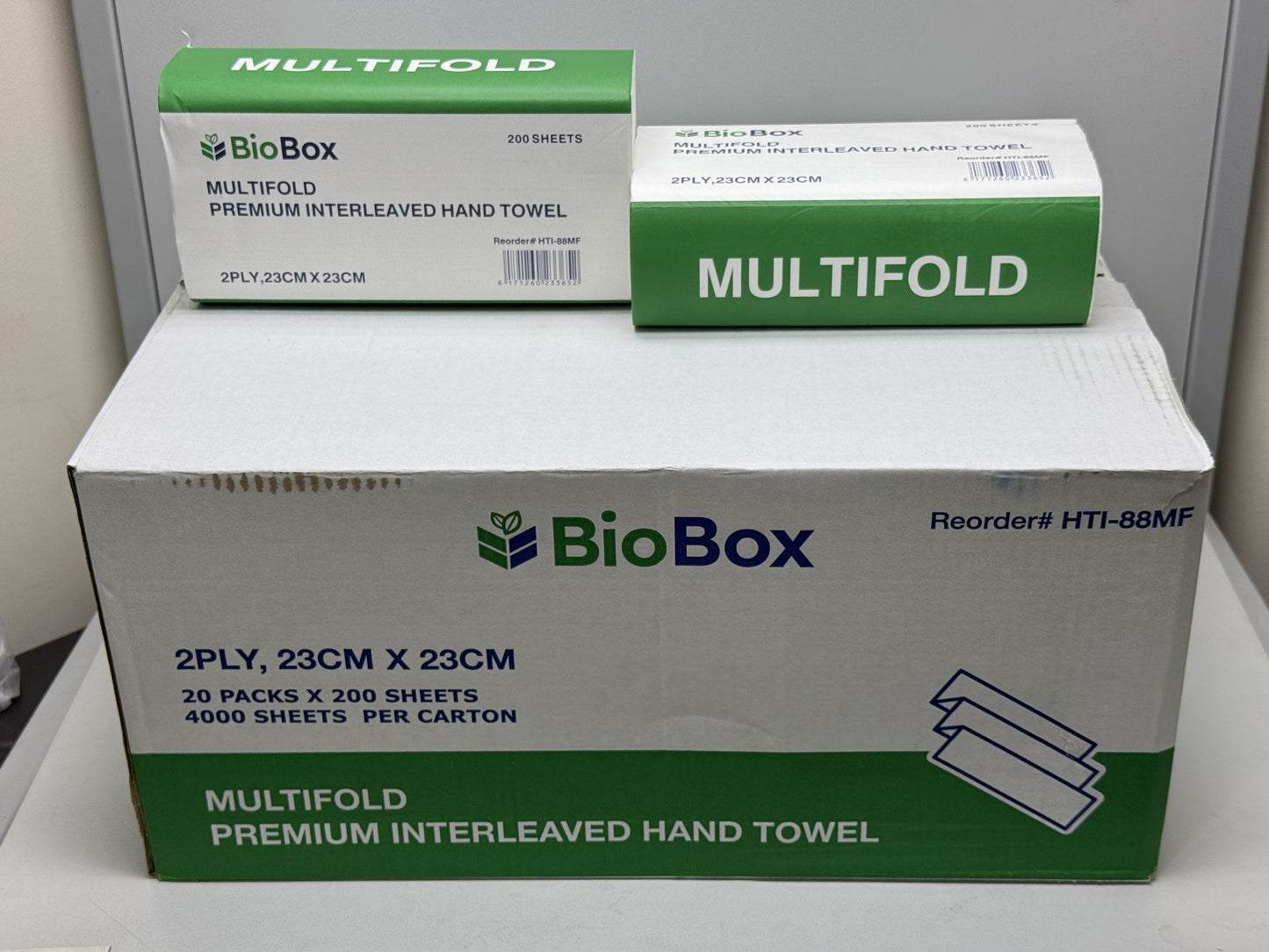 BioBox - MULTIFOLD Slimline 2ply Premium Interleaved Hand Towel -23cm X 23cm (4,000sheets/Ctn)