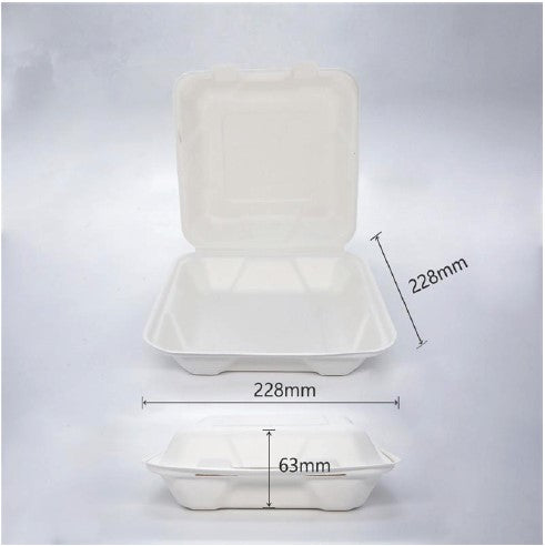 BioBox Sugarcane 9" Dinner Box 1500ml (200pcs)