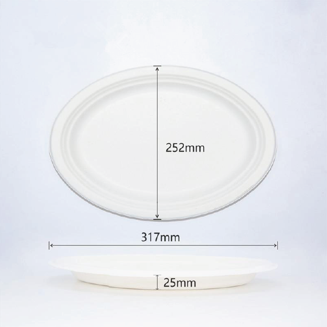 BioBox Sugarcane 9"x 11" Oval Plate (500pcs)