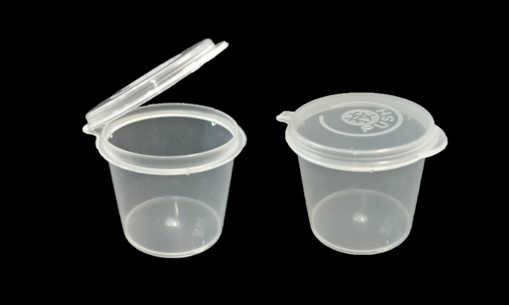 Plastic Sauce Container Hinged Lid