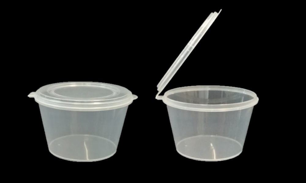 Plastic Sauce Container Hinged Lid