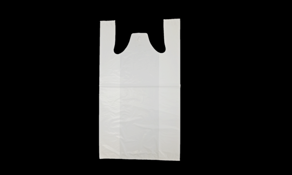 (Small) - Reusable White Plastic Singlet Carry Bags 40um