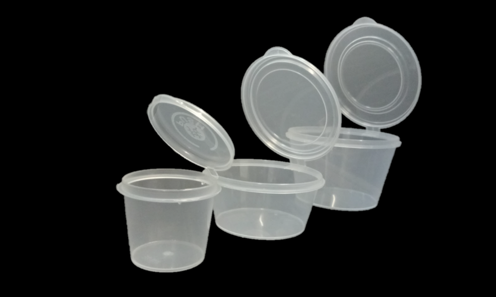 Plastic Sauce Container Hinged Lid