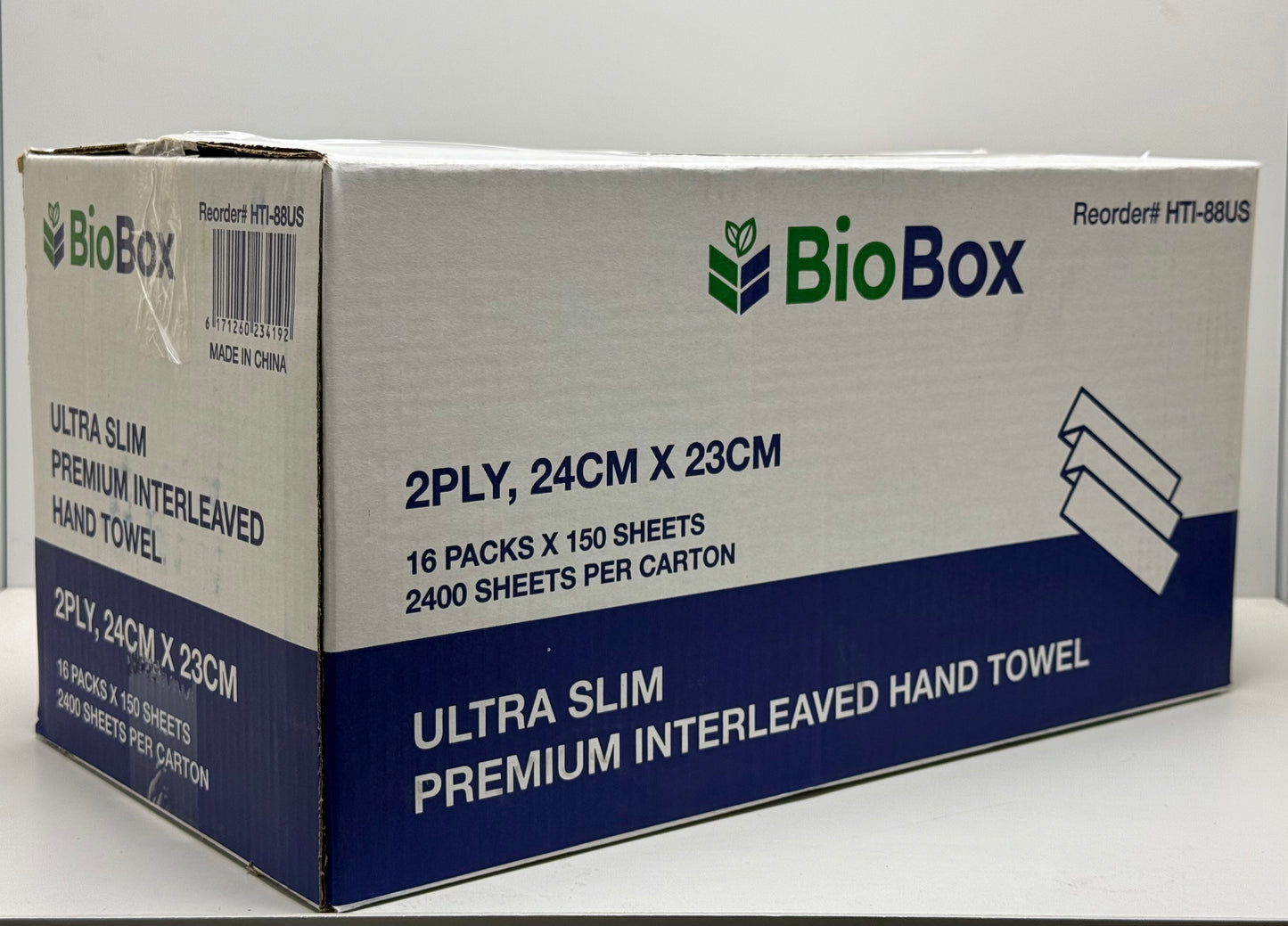 BioBox - ULTRASLIM 2ply Premium Interleaved Hand Towel -24cm X 23cm (2,400sheets/Ctn)