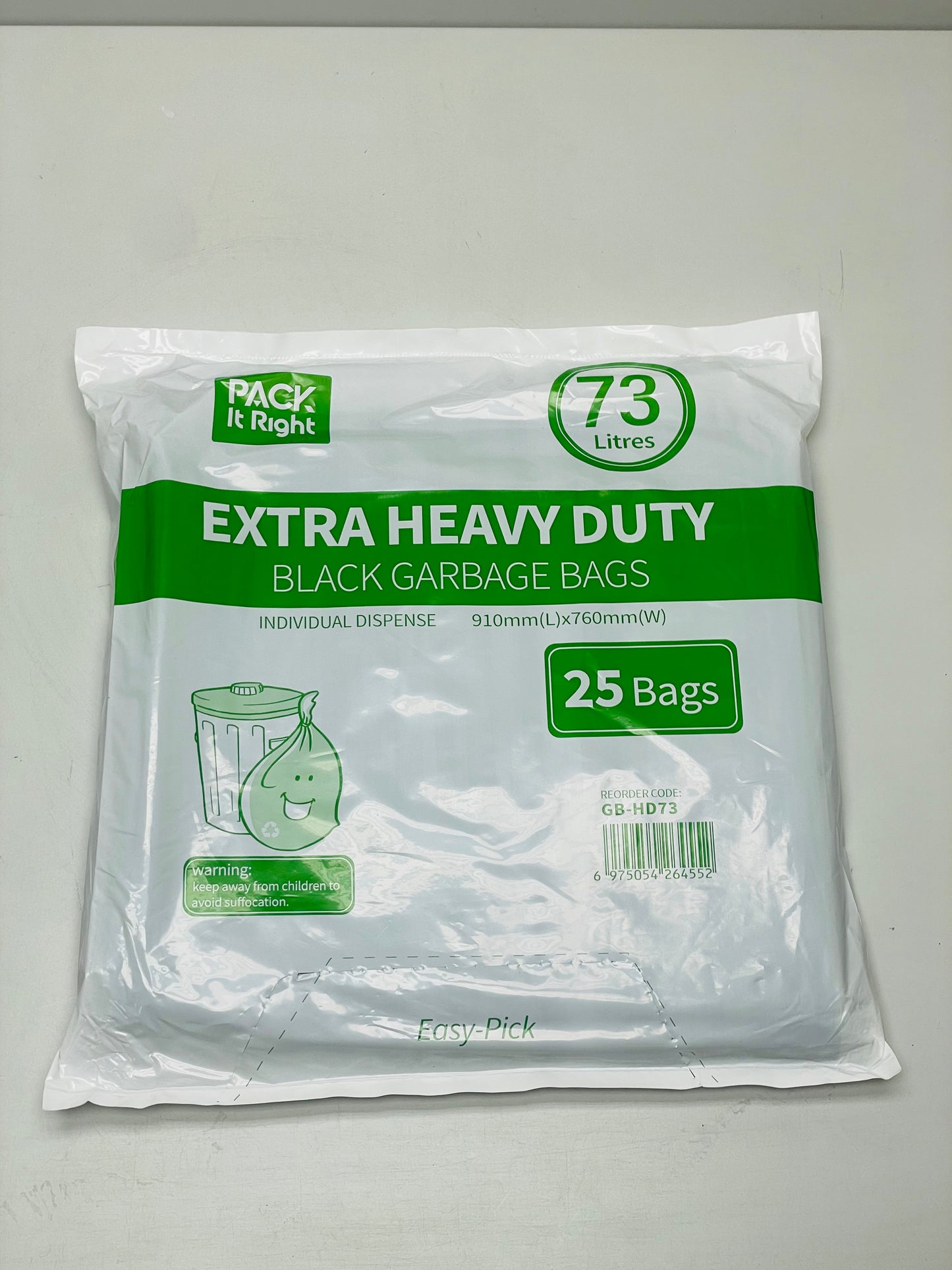 73L - HDPE - Extra Heavy Duty - Black Garbage Bags (250pcs)