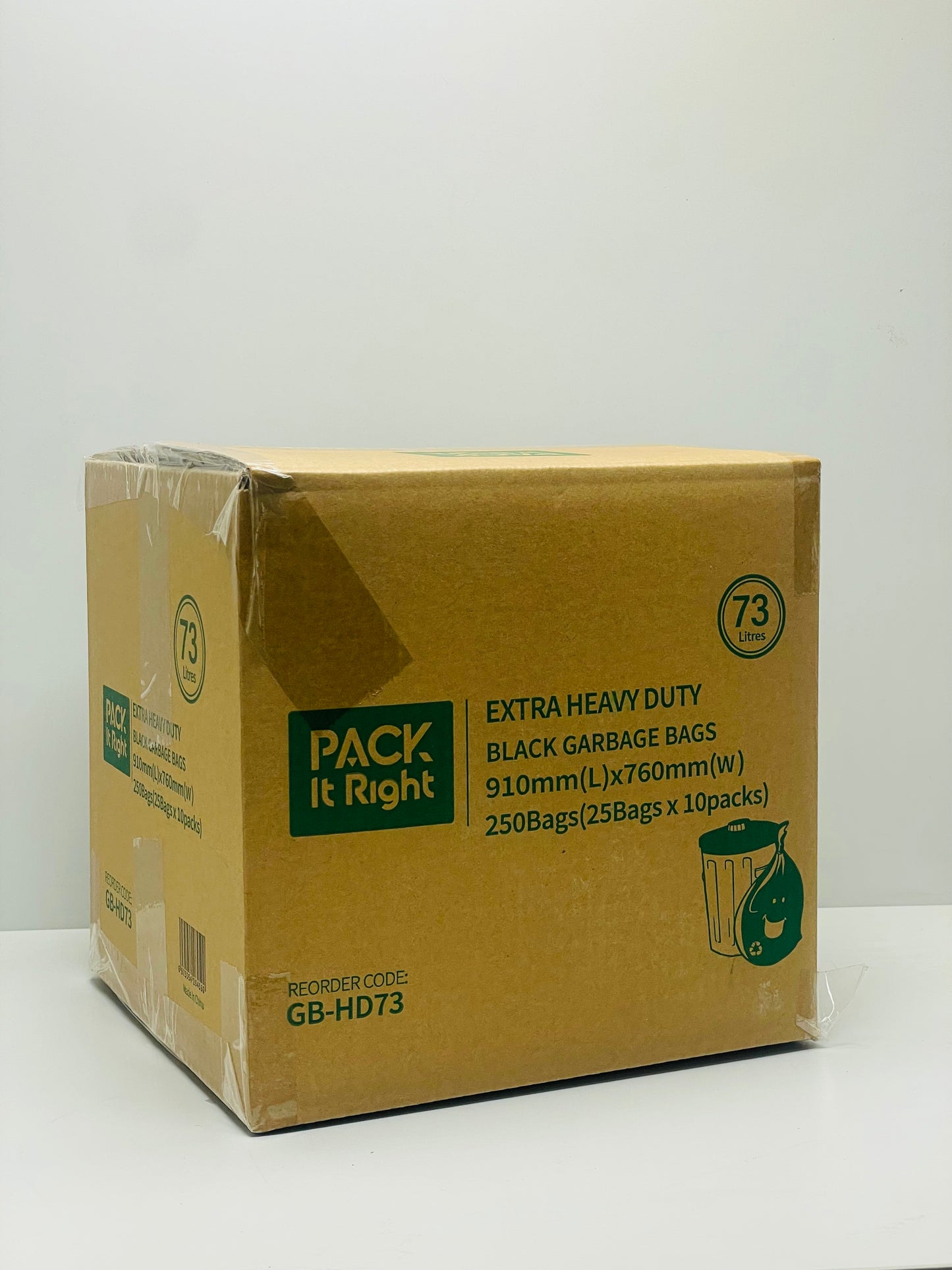 73L - HDPE - Extra Heavy Duty - Black Garbage Bags (250pcs)