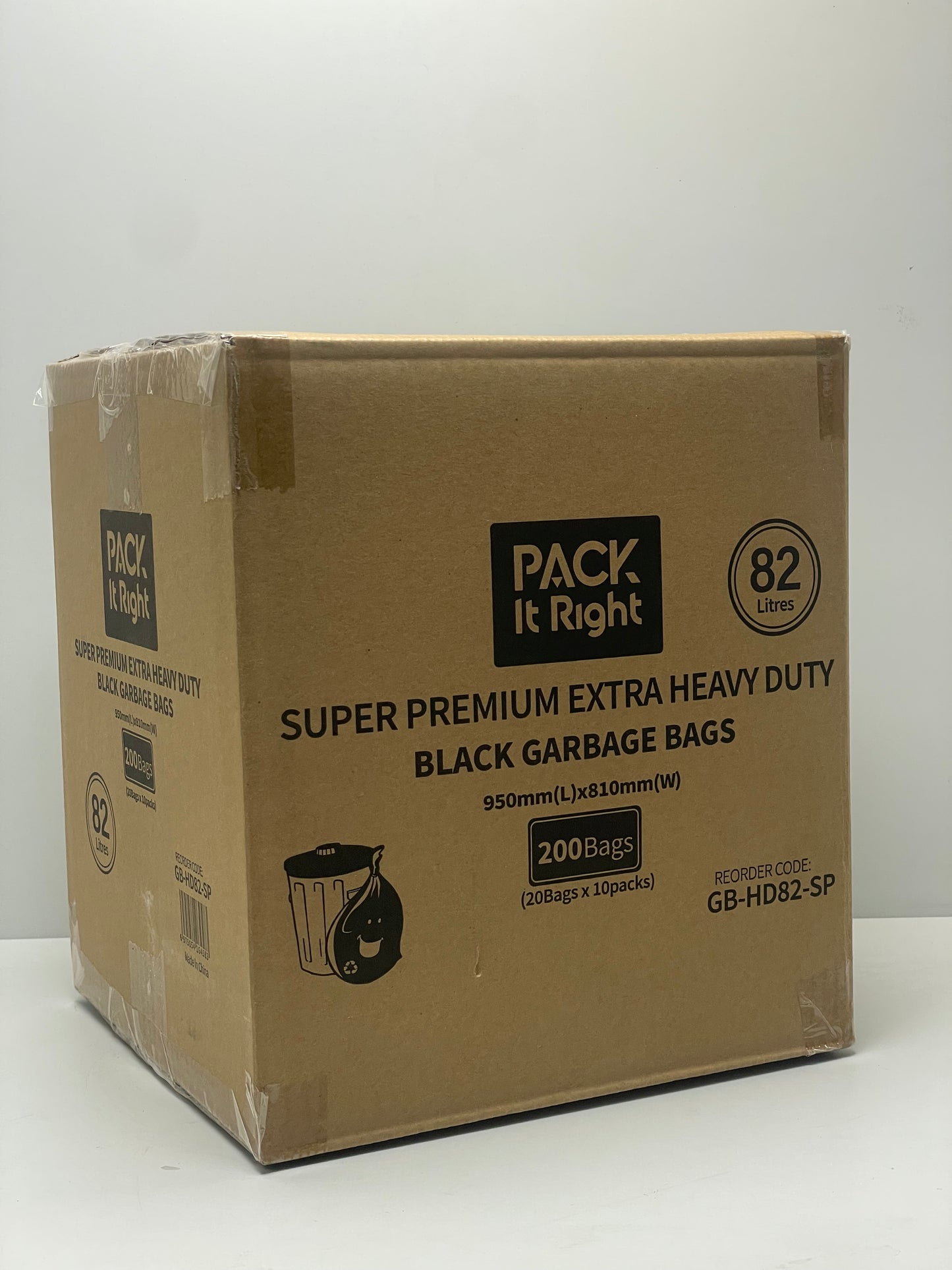 (Super Strong) 82L - (SUPER PREMIUM Extra Heavy Duty) -HDPE - Black Garbage Bags - 200pcs