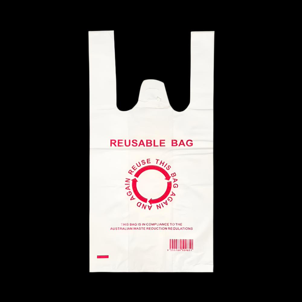 Small (Printed) - Reusable Plastic Singlet Carry Bags 40um