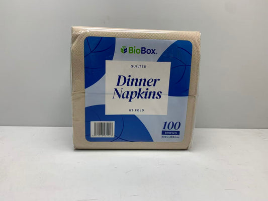 (BioBox) Quilted Dinner Napkins GT Fold (1000pcs) 400x400mm - Brwon