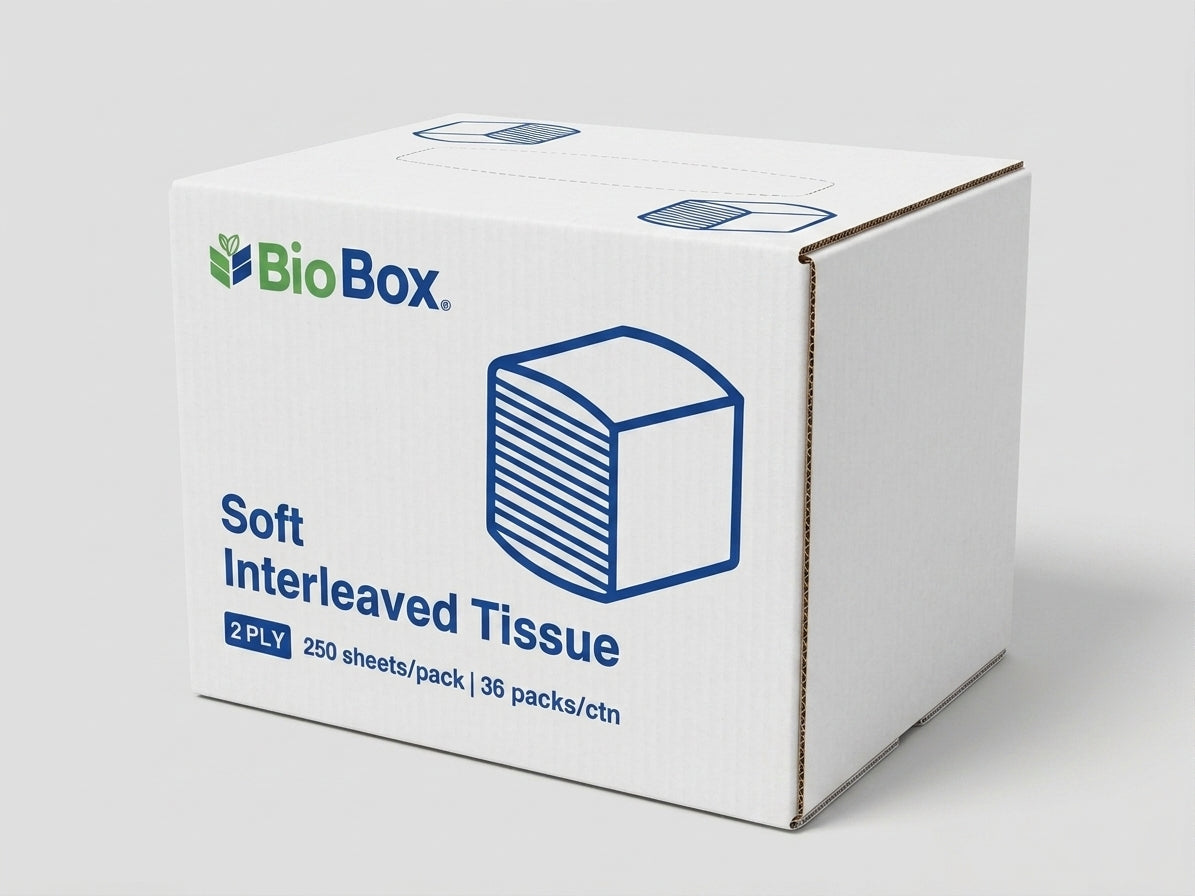 BioBox Interleaved Toilet Tissue White 250 Sheets/Pack| 36 Packs/Ctn