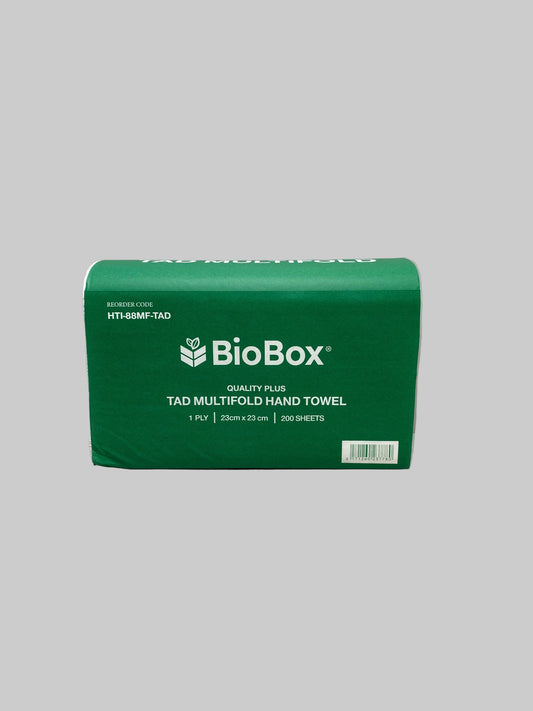 BioBox - TAD MULTIFOLD 1ply Premium Interleaved Hand Towel -23cm X 23cm (4,000sheets/Ctn)