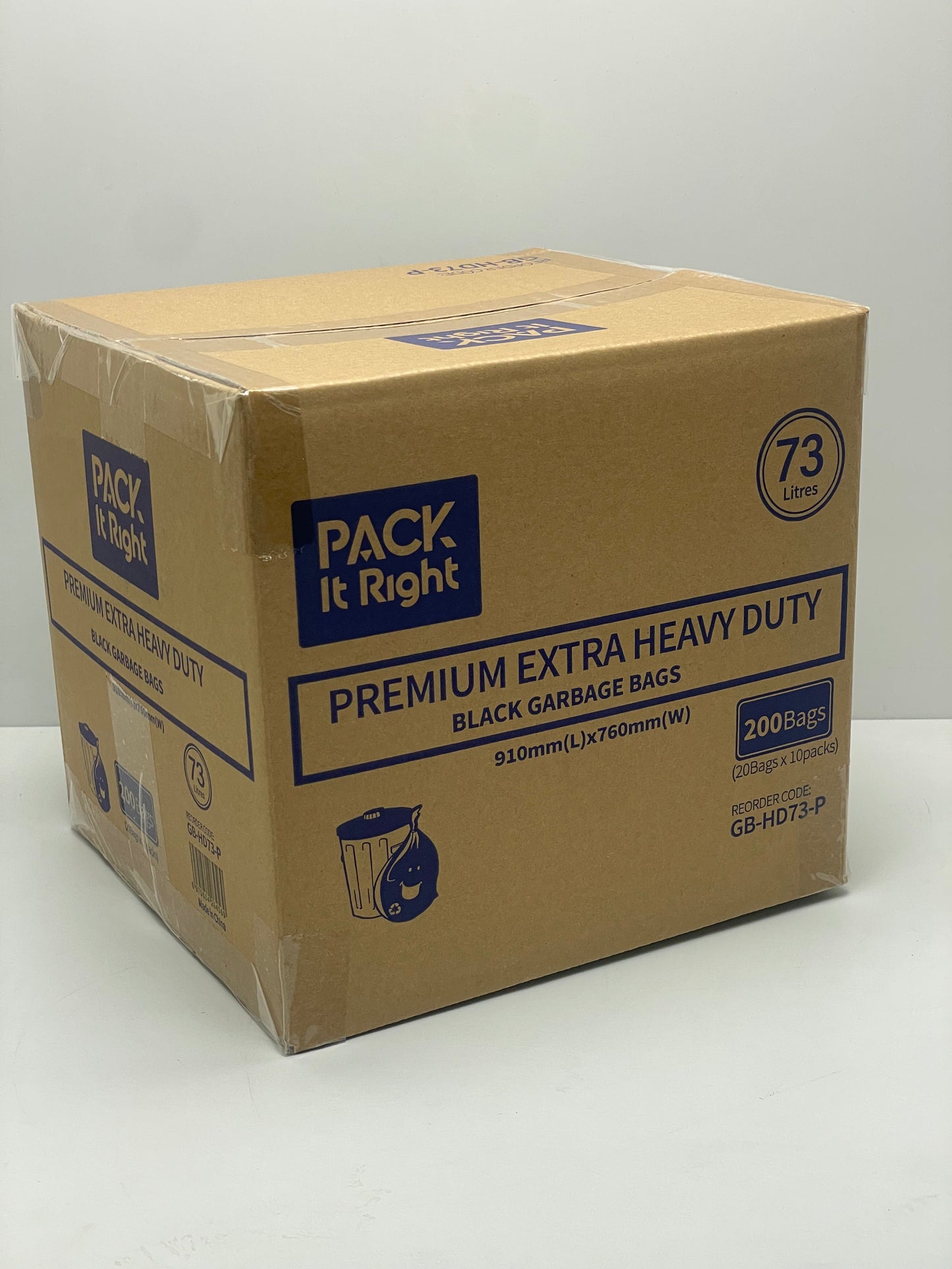 (PREMIUM Extra Heavy Duty) -  73L - HDPE - Black Garbage Bags - 200pcs